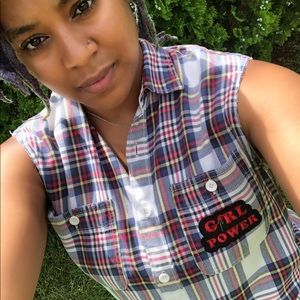 Girl Power Sleeveless Button Up